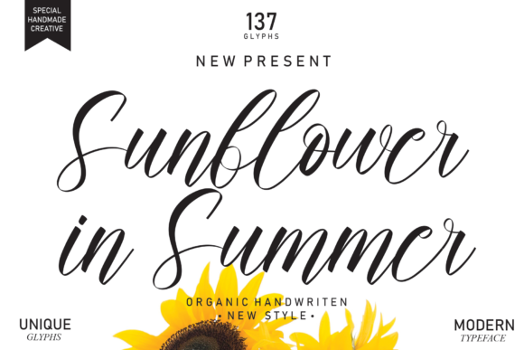 Sunflower in Summer Font: A Cursive Handwritten Typeface for Makers